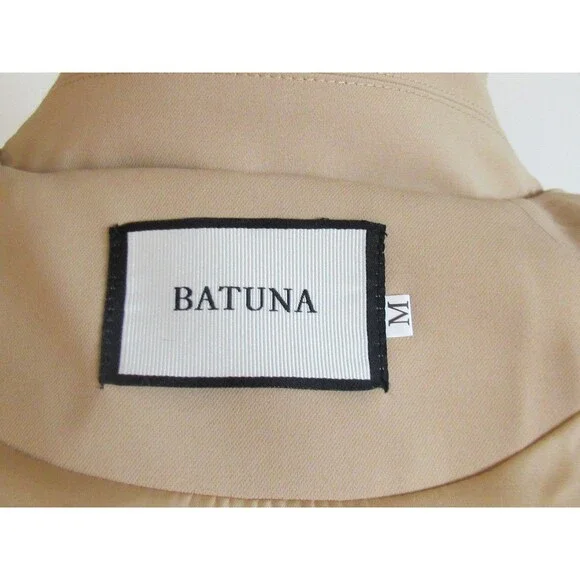 DESIGNER BATUNA BEIGE PLEATED DETAIL BELTED TRENCH COAT SIZE MED - Picture 7 of 16